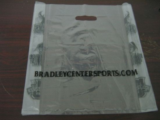 LDPE透明印花塑料模切提手购物袋